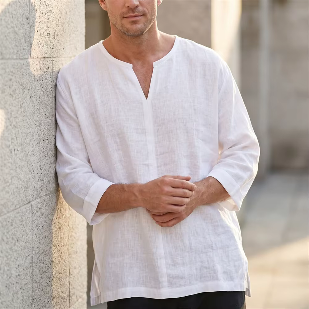 T-shirt en coton et lin pour homme