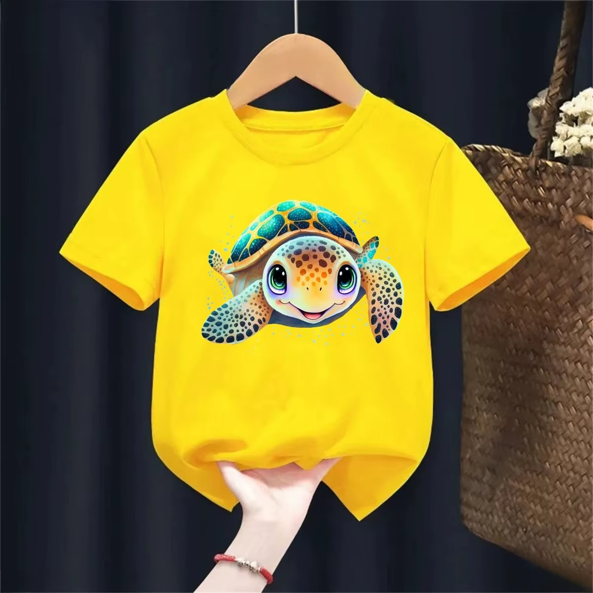 T-shirt imprimé tortue de mer pour filles/garçons