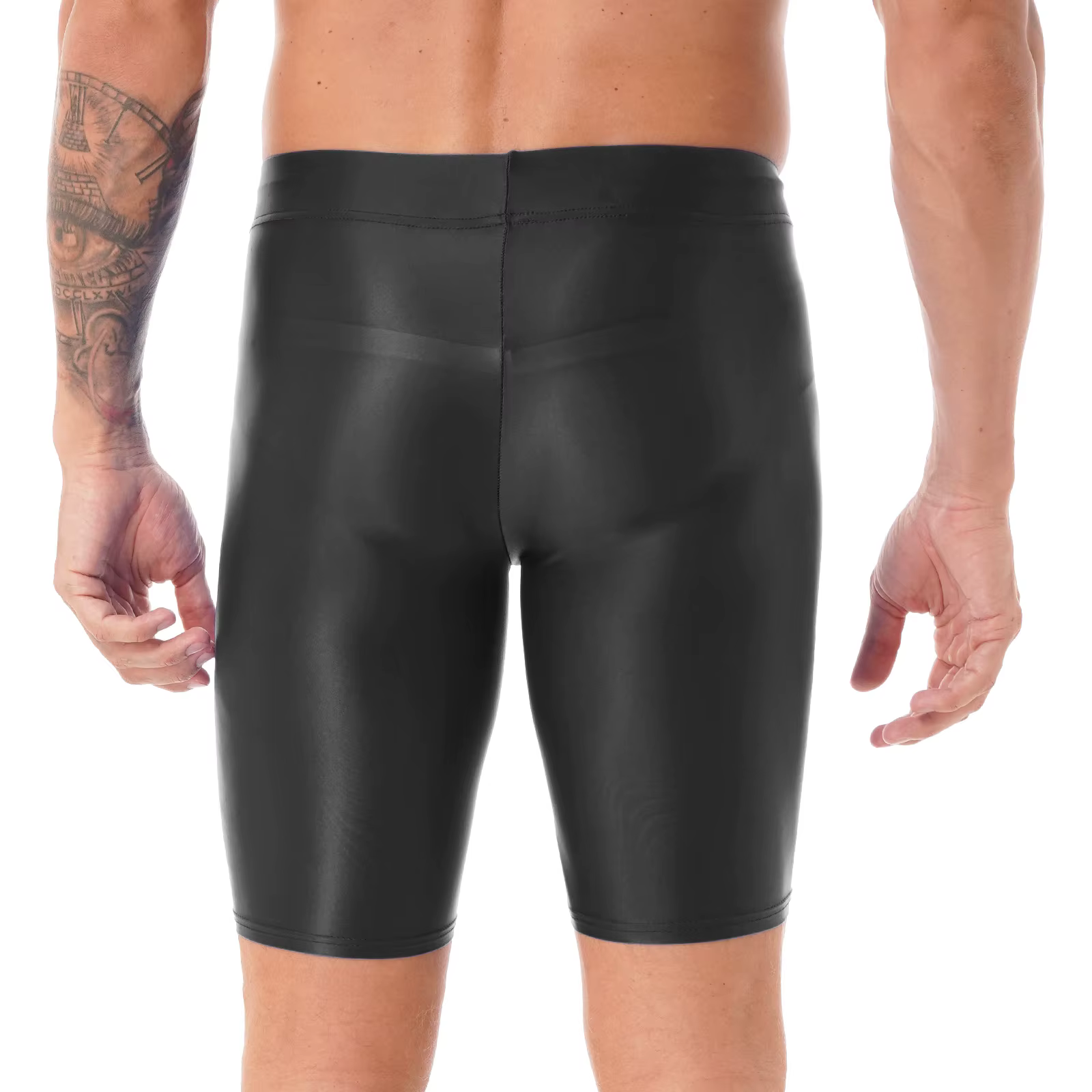Hommes hommes brillant T-Shirts hauts coupe ajustée respirant Yoga hauts de sport huile brillant à manches longues Transparent T-shirt course maillot de corps