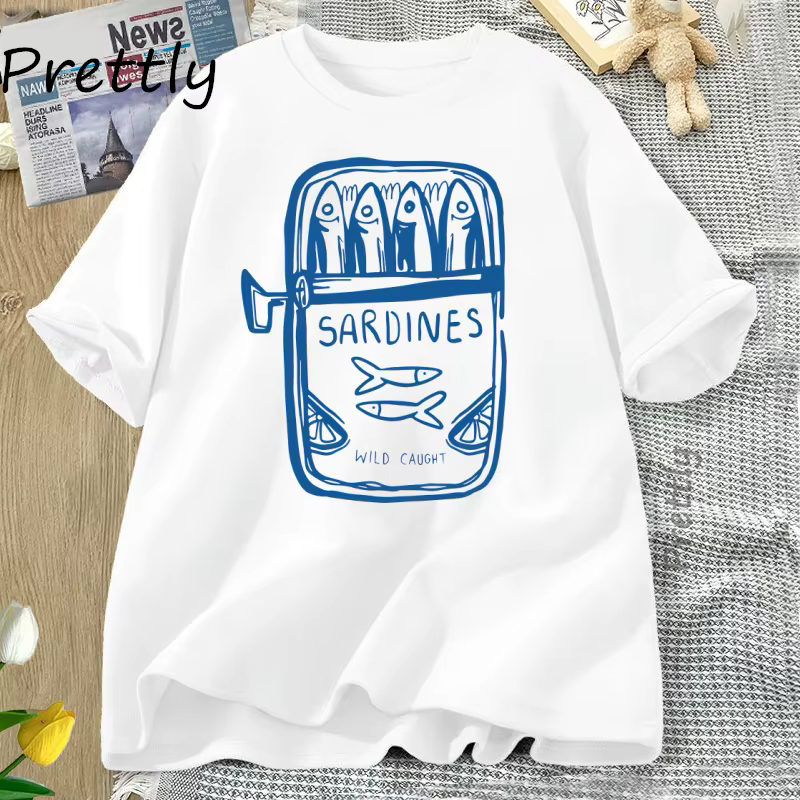 Sardine T-shirt pêcheur plage à manches courtes coton