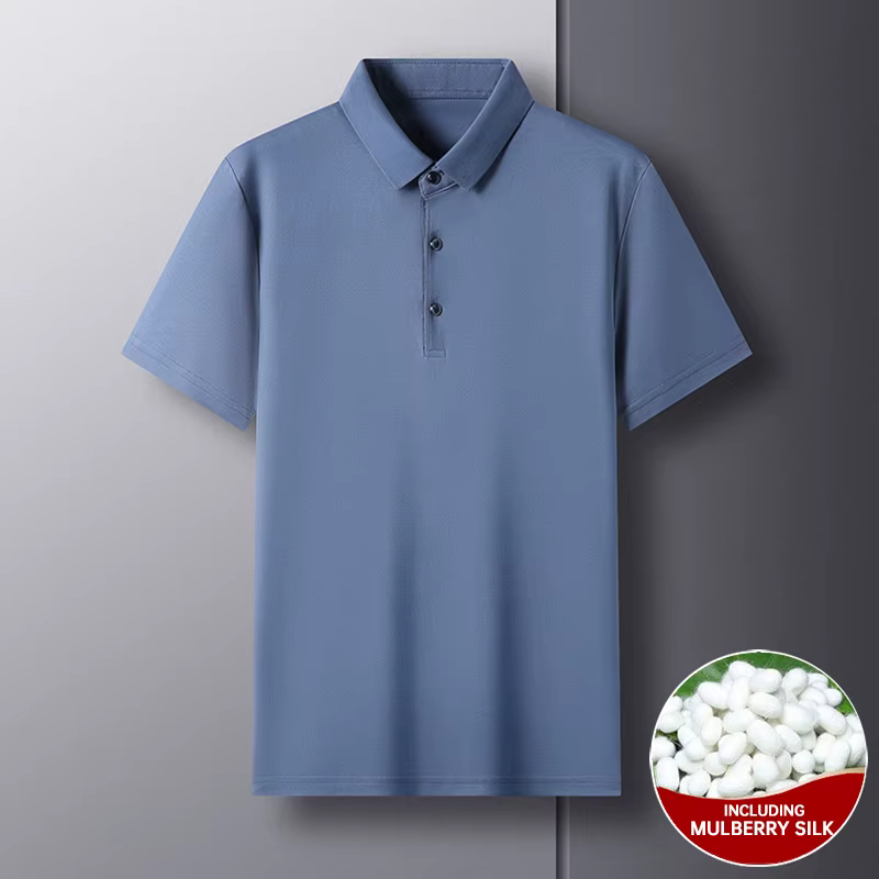 Polo uni en soie mûre pour homme