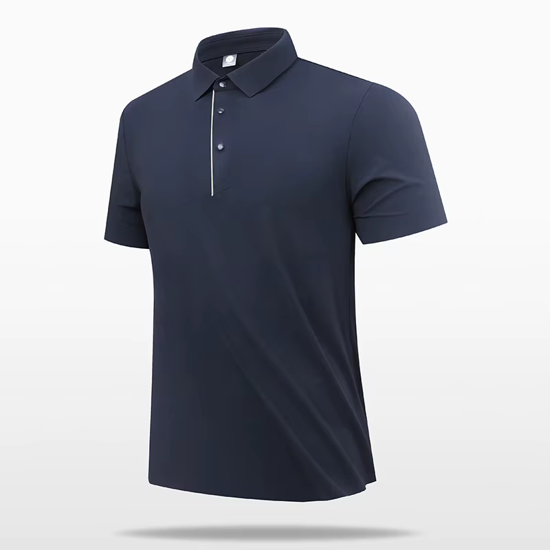 Polo Premium Homme Sans Couture Col Revers Imprimé Ample Manches Courtes