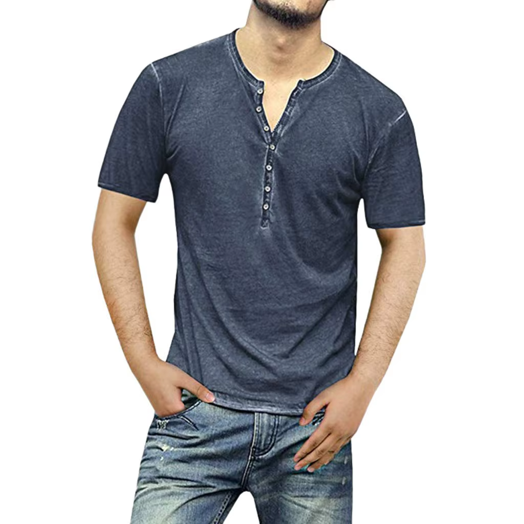 T-shirt manches courtes col Henley pour homme