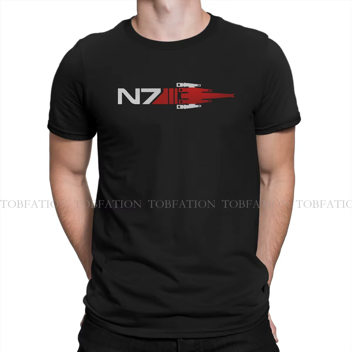 N7 Normandie essentiel effet de masse jeu hommes t-shirt coton graphique col rond