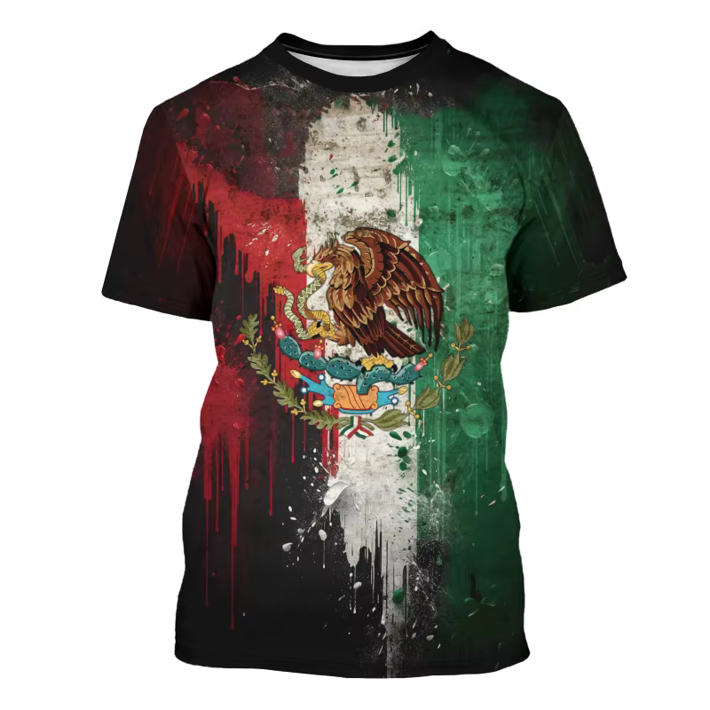 Drapeau du mexique 3d imprimé hommes T-shirt mode