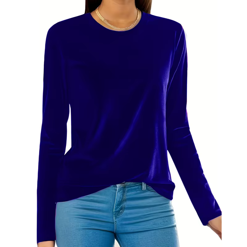 Grande taille femmes hauts 2025 nouvelle couleur unie col rond à manches longues chemise mince extensible Blouse décontracté coupe ample tunique haut 1XL-5XL
