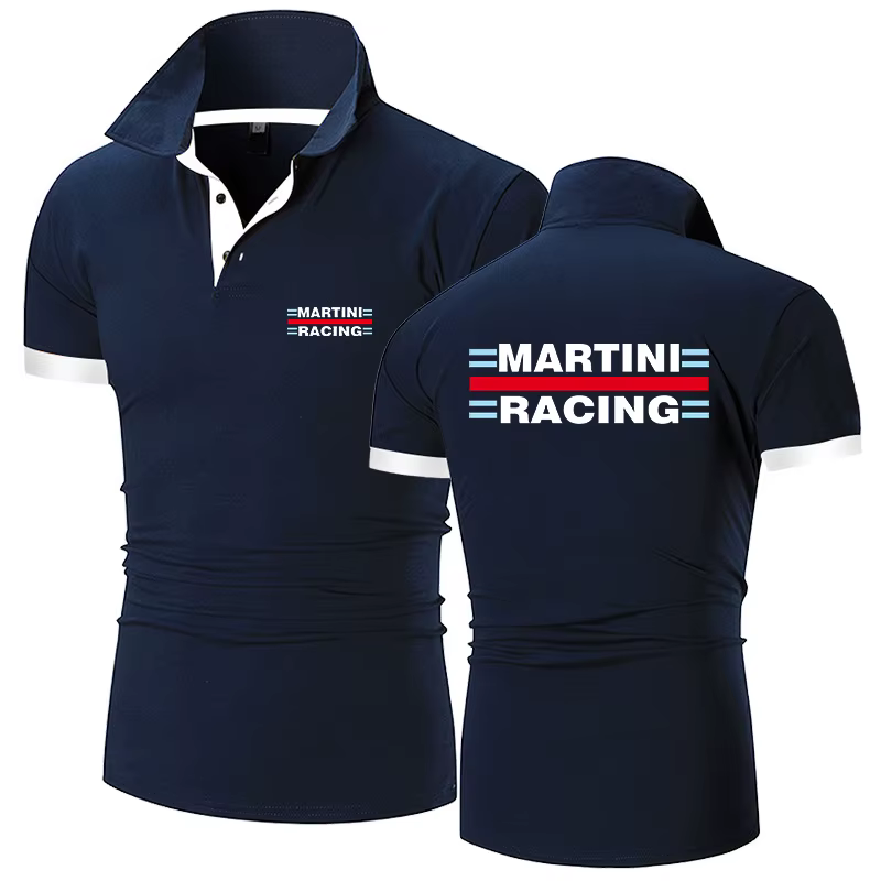 2025 été homme Martini Racing Logo imprimer nouveau Type couleur unie classique coton à manches courtes haut affaires Social Polo
