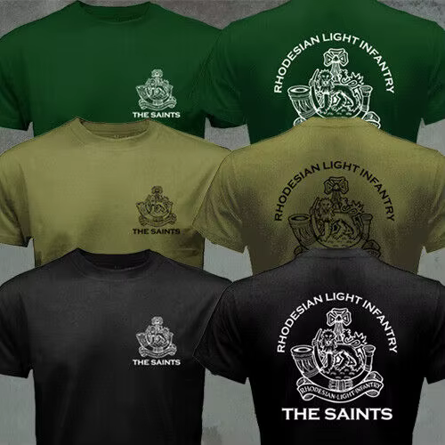 RLI Commando Rhodesian-T-shirt à Manches Courtes en 100% Coton