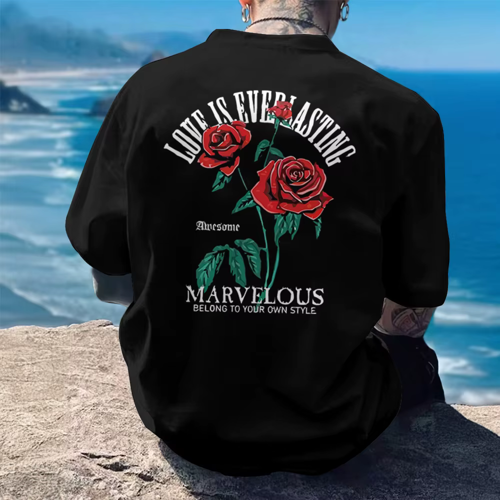 T-shirt pour homme en coton 100% avec imprimé graphique soleil et plage