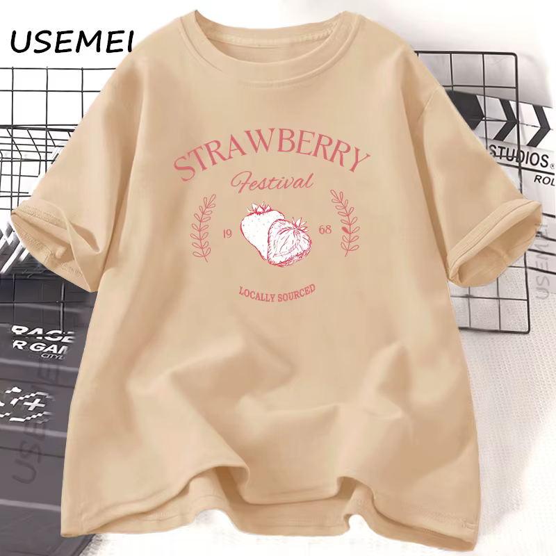 Fraise Vintage T-Shirt femme coton