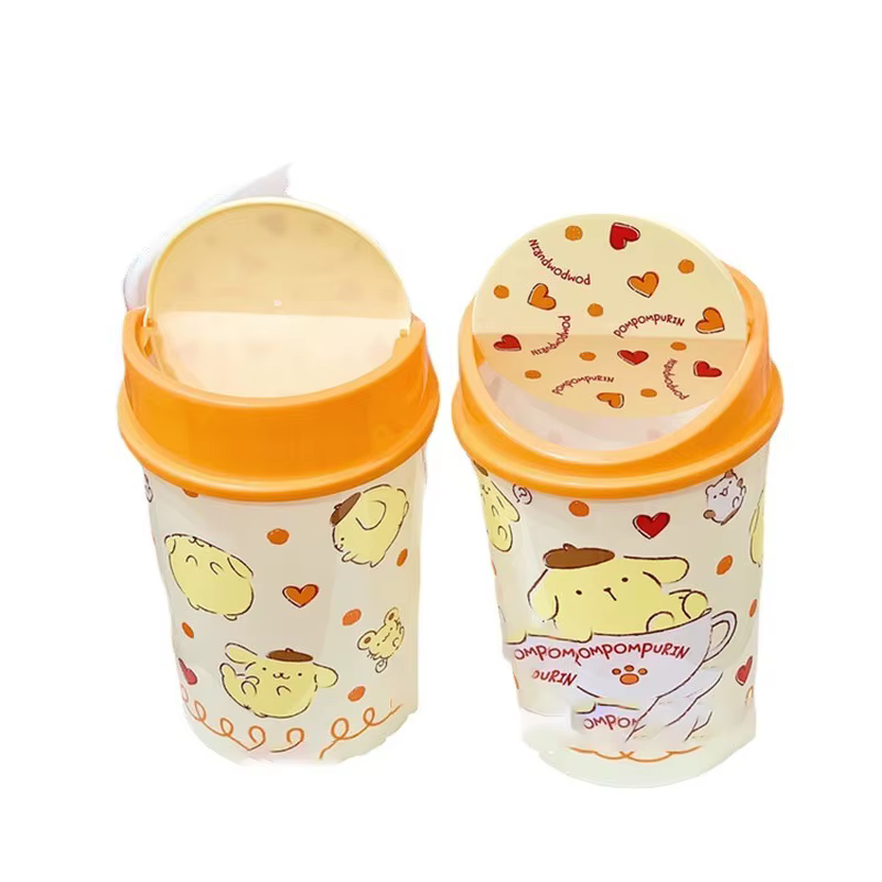 Poubelle à couvercle rabattable Hello Kitty – Parfaite pour les bureaux de chambre, les coins de coiffeuse et autres zones de la pièce