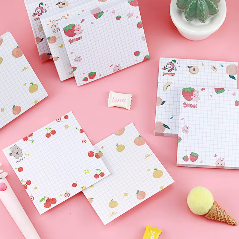 Bloc-notes créatif de 80 feuilles avec motifs de fruits de dessins animés pour étudiants