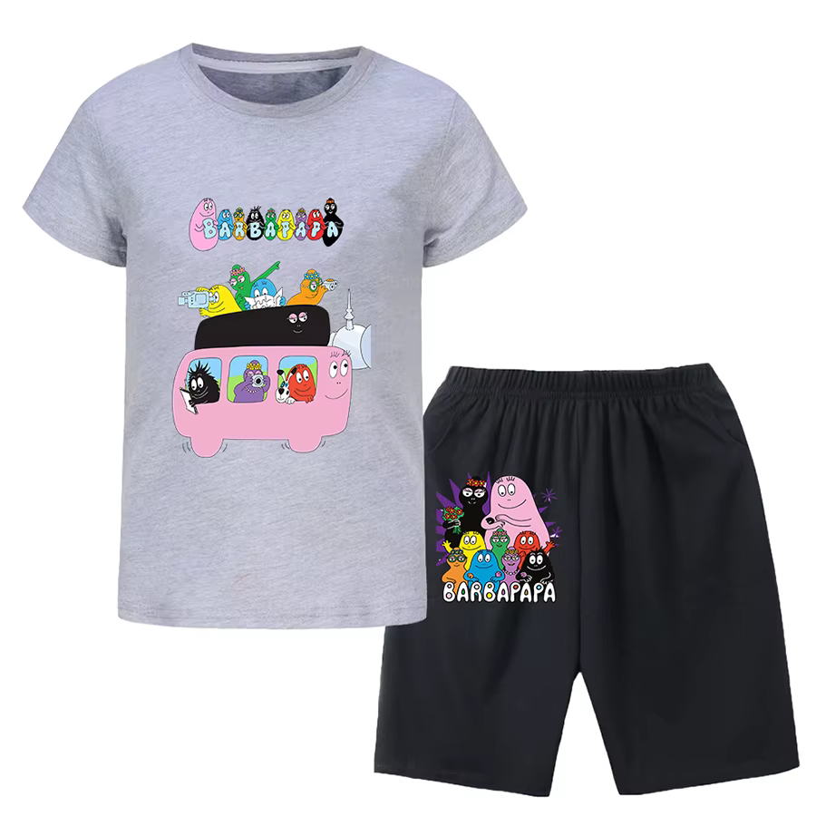 Barbapapa T-shirt pour un garçon ensemble deux pièces pour enfants de 6 à 12 ans vente d'été enfant en bas âge fille