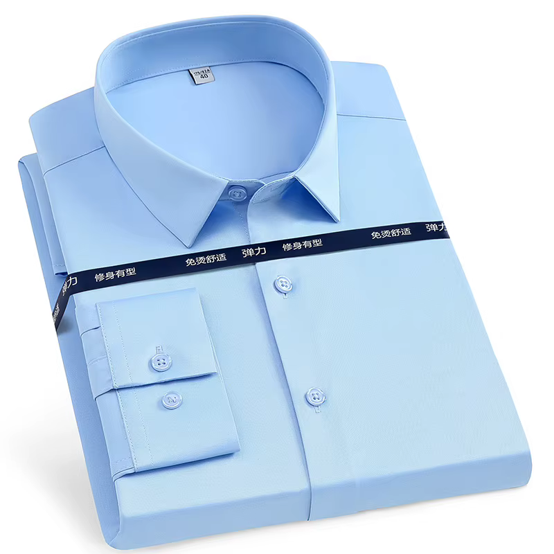 Chemises de bureau sans fer pour hommes, Anti-rides, douces, sans poche, intelligentes, décontractées, violettes, Slim Fit, haut pour hommes, dernière collection