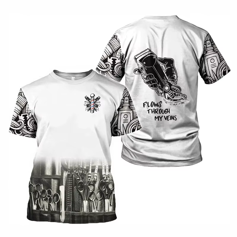 Salon de coiffure T-shirt pour hommes coiffeur graphique