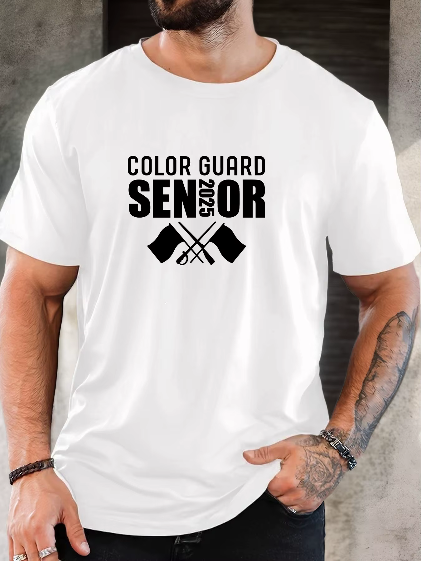 T-shirt court décontracté à col rond pour homme color guard senior 2025