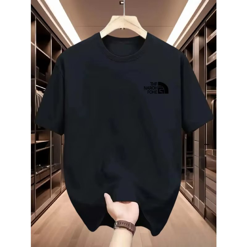 T-shirt à manches courtes et col rond pour hommes, T-shirt polyvalent et décontracté, imprimé, doux et tendance
