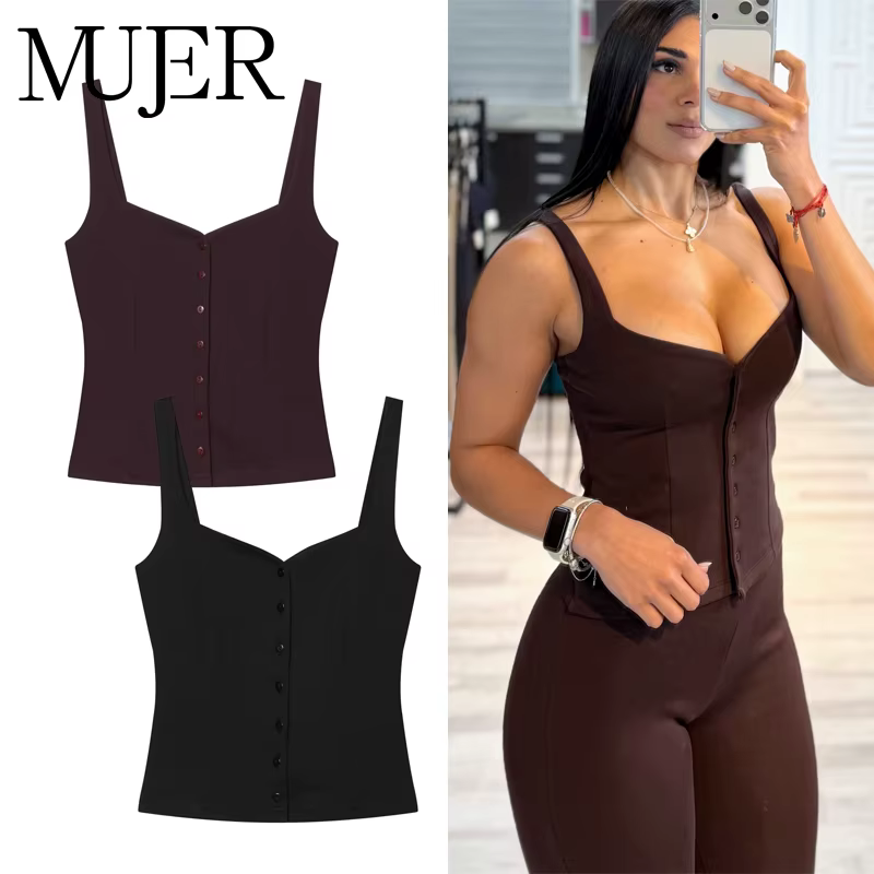 Haut court boutonné pour femme