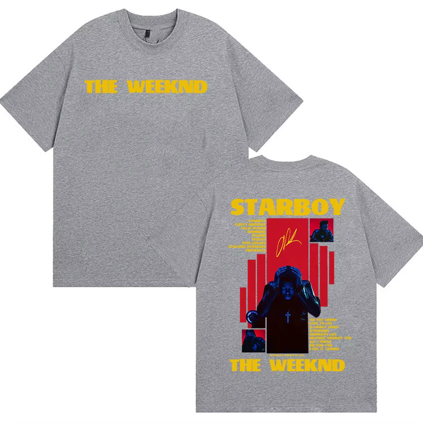 Rappeur THE WEEKND STARBOY Album 2025 Merch t-shirts hommes rue gothique Hip Hop rétro coton à manches courtes T-shirt Y2k Streetwear