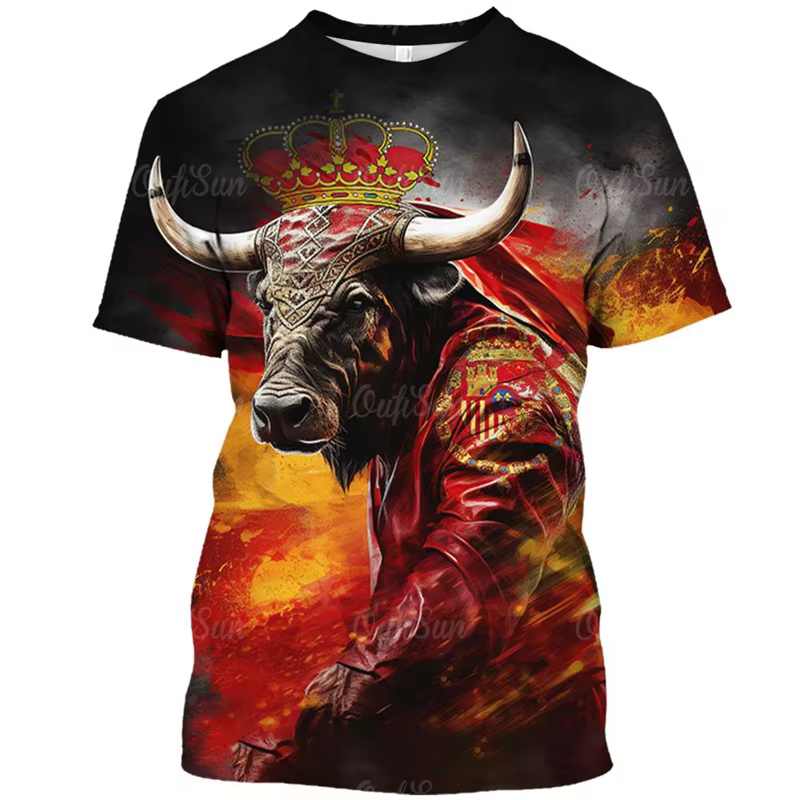 T-shirt graphique de taureau espagnol pour hommes et femmes