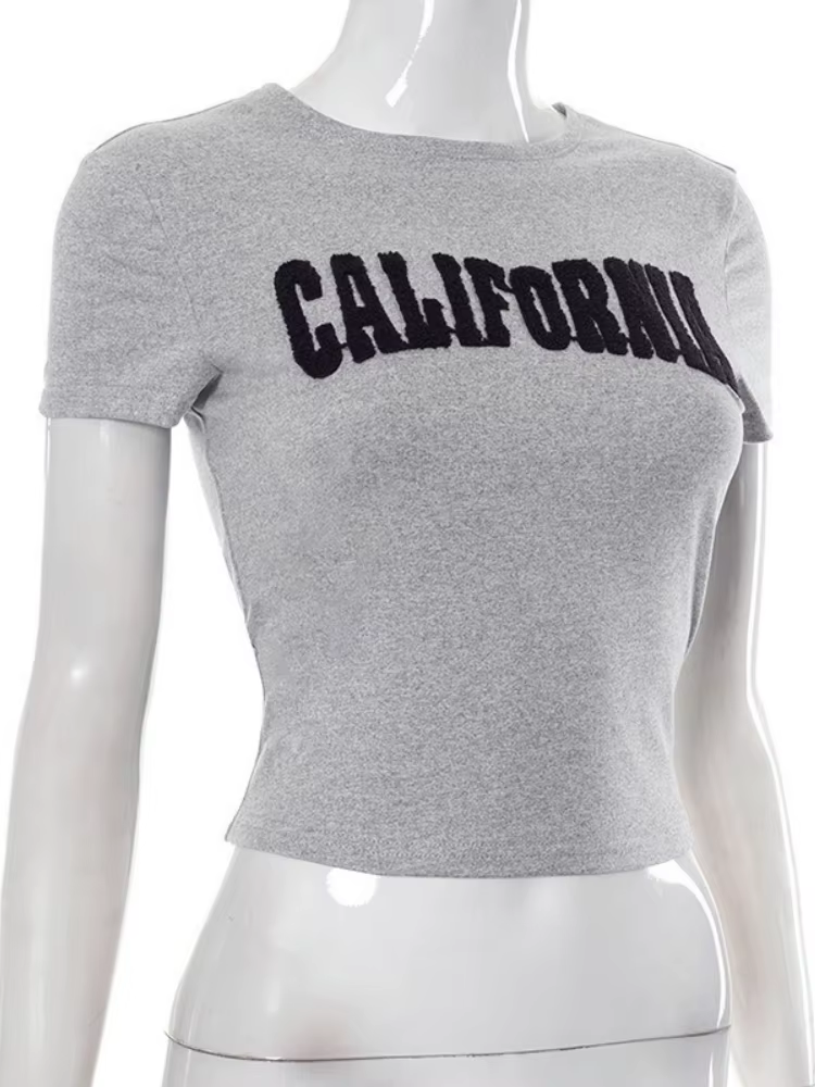 T-shirts à lettres floquées pour femmes
