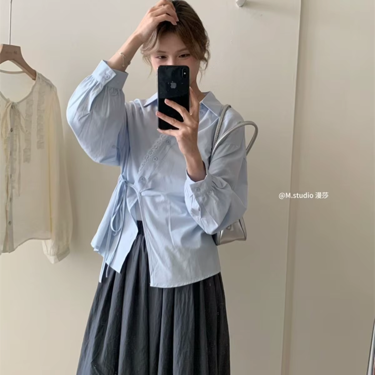Chemises à manches longues en mousseline de soie pour femmes, à volants, surdimensionnées, boutonnées, Style Preppy, jeune, douce, Sexy, vêtements quotidiens de rue, tendance