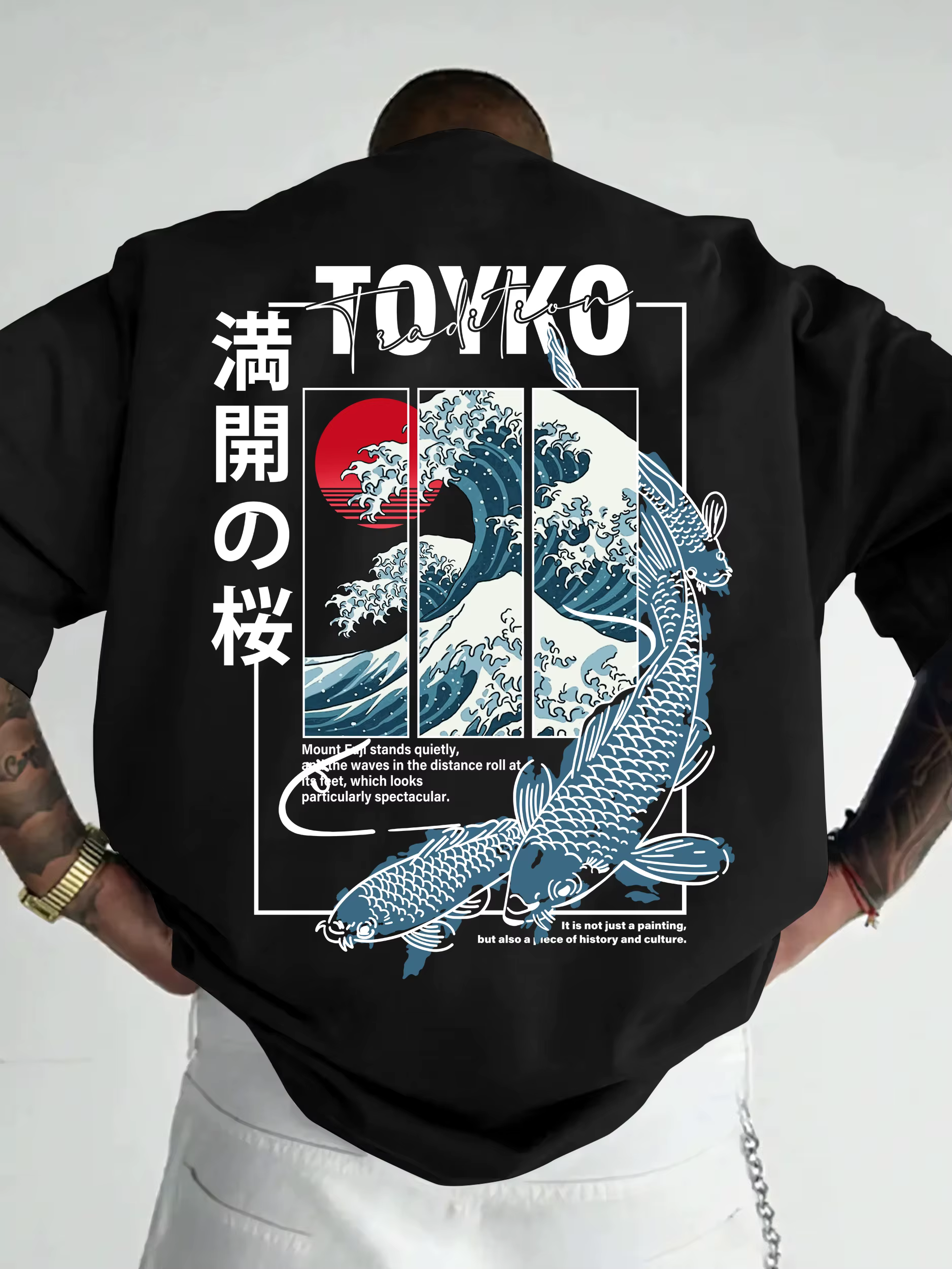 T-shirt pour homme, style japonais, motif tendance, ample, été, nouveau, 100% coton pur, matière douce, polyvalent, confortable et respirant