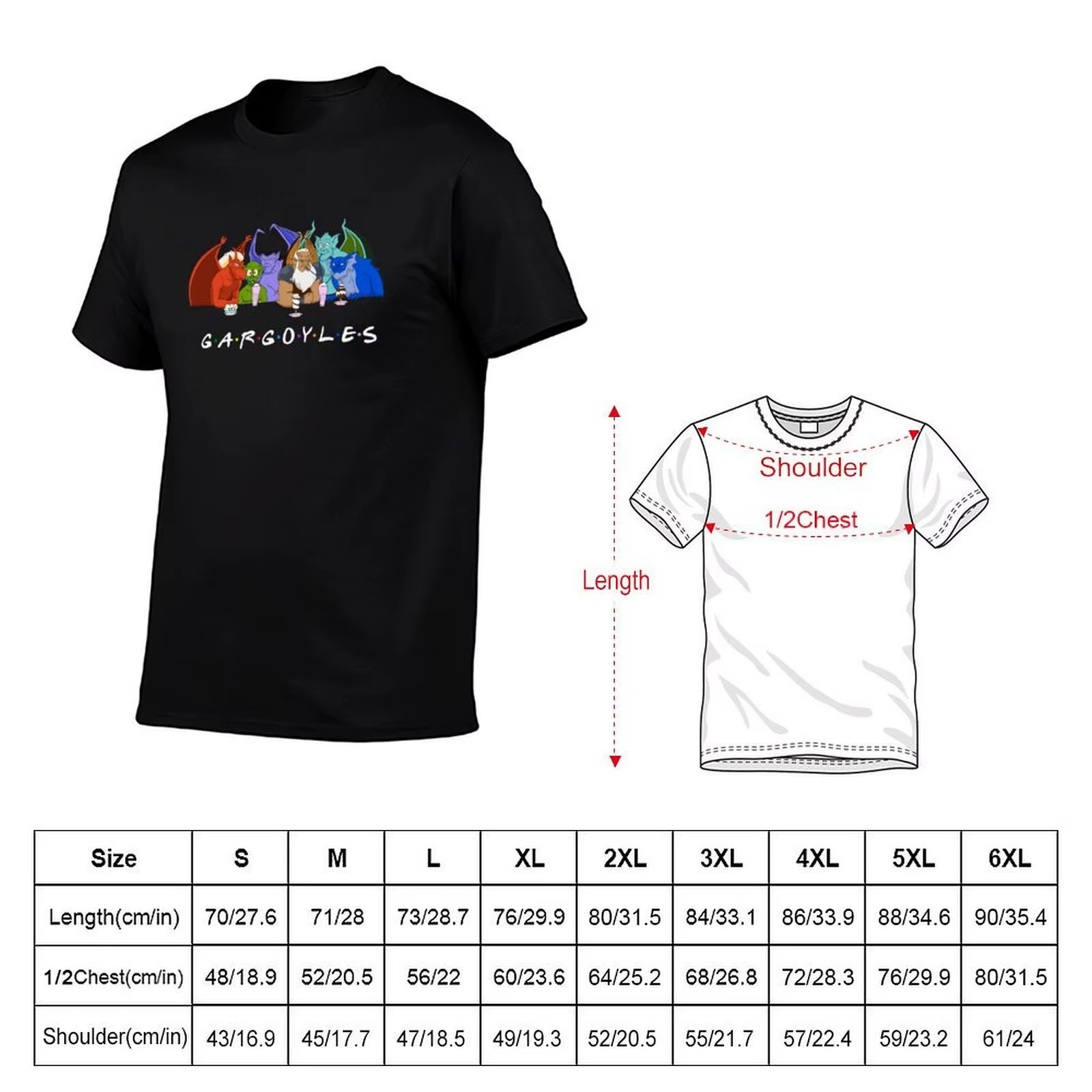 GARGOYLES-T-Shirt blanc avec police, pack de t-shirts en coton 100% coton