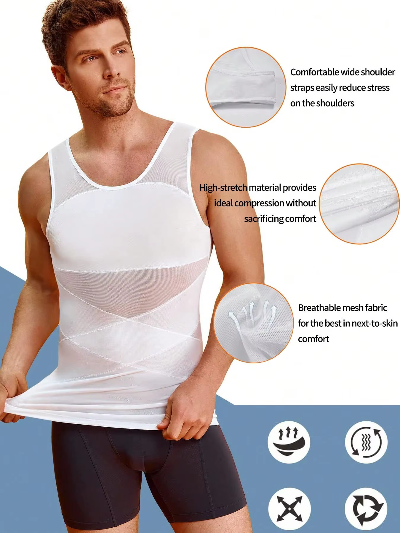 Débardeur de compression pour hommes en maille