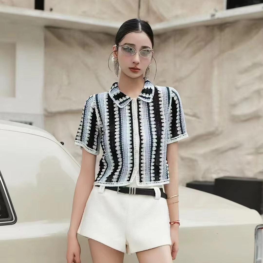 Chemise rayée au Crochet