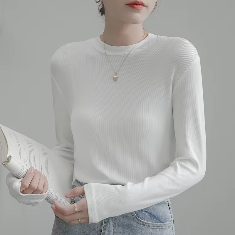 T-shirt à manches longues en coton blanc pour femme