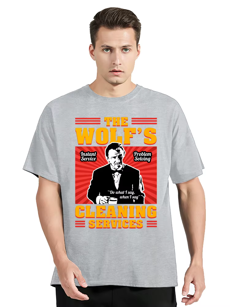 Film Pulp Fiction le loup Vintage T-Shirt vêtements pour hommes surdimensionné