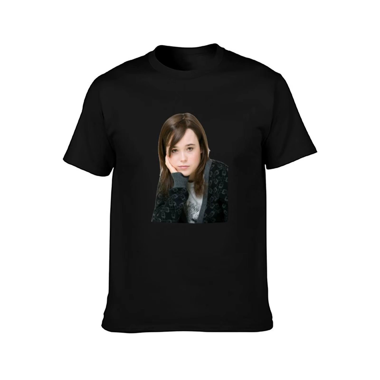 Ellen Page T-Shirt Basique Couleur Unie Décontracté