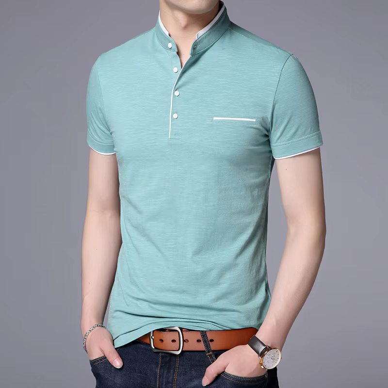 Polo à col mandarin pour hommes