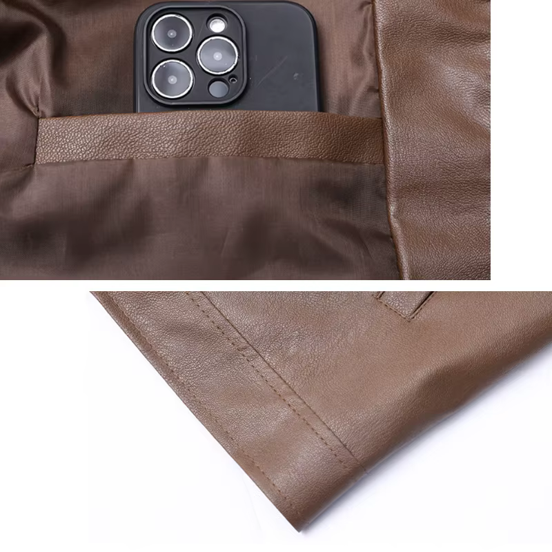 Veste en cuir coupe ample : confortable