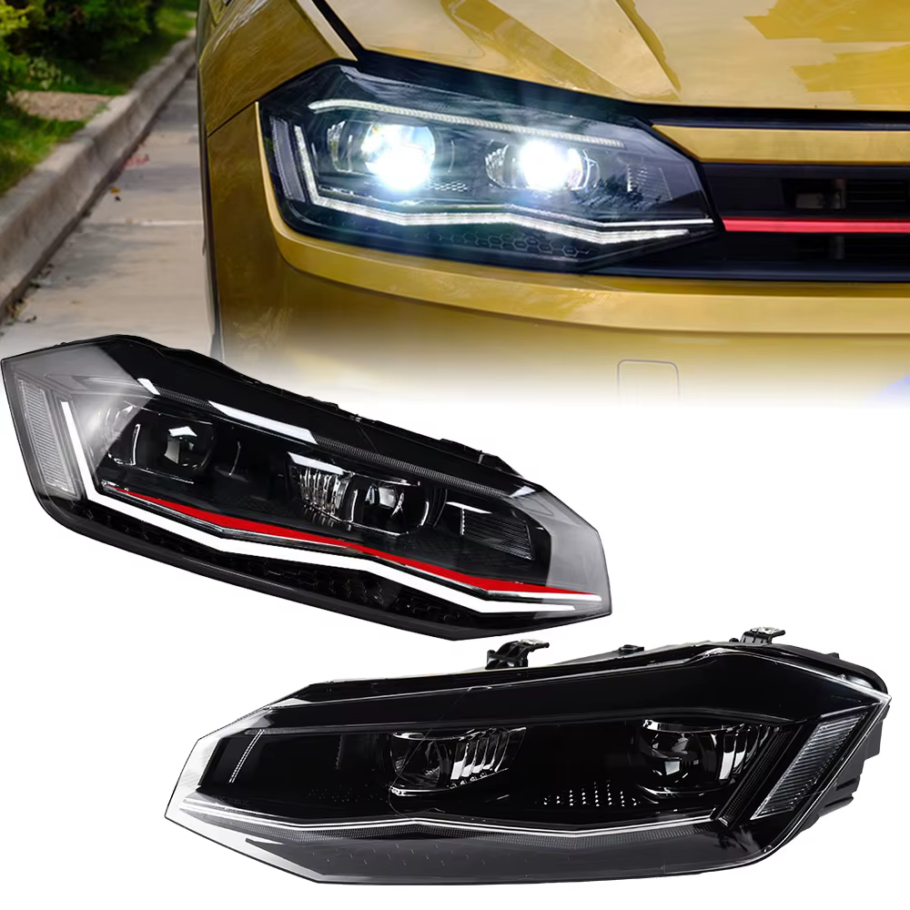 Feux de sauna pour VW POLO 2019-2022 DRL, feux de jour, phare LED, ampoule Bi SG, phares antibrouillard, accessoires de voiture