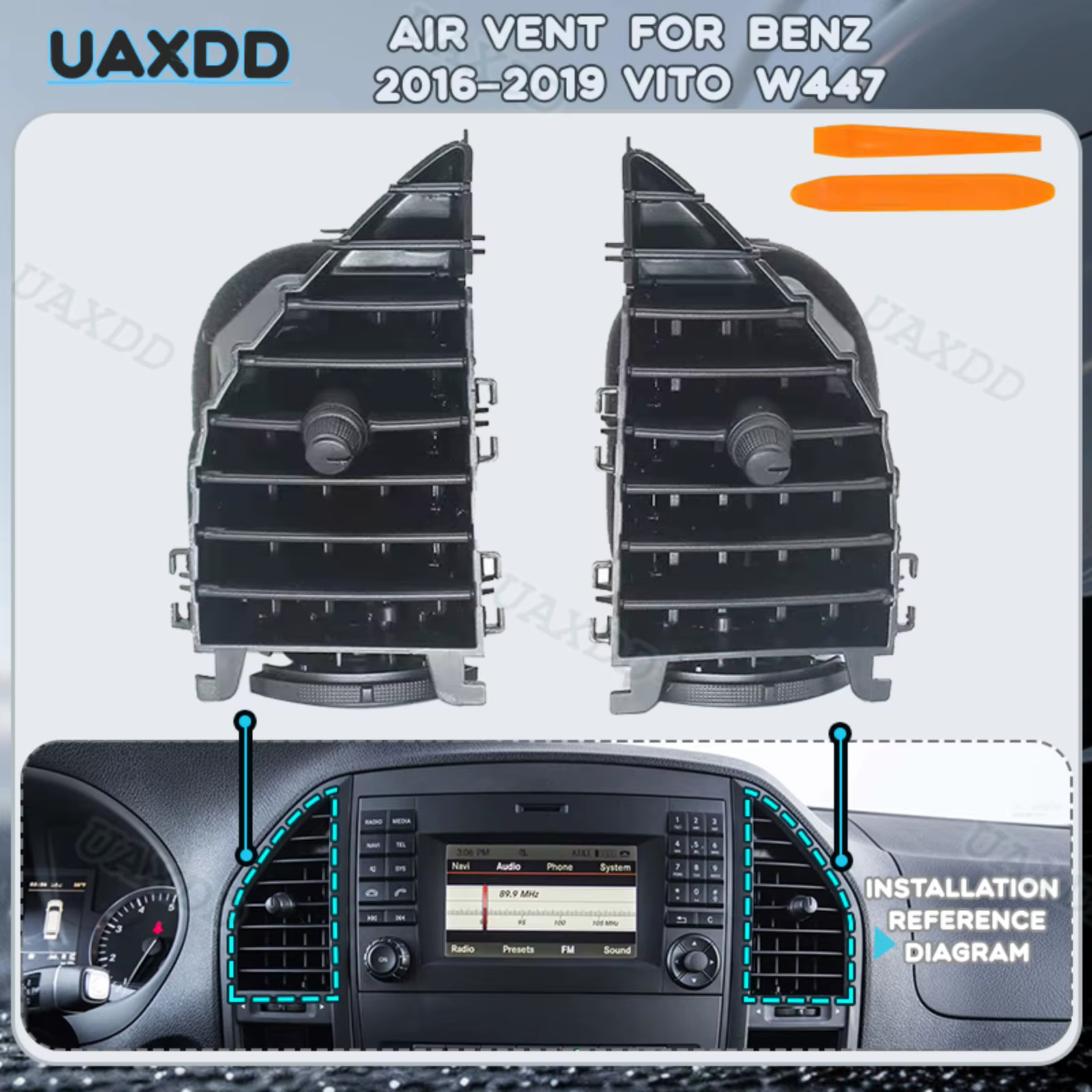 Pièces de rechange pour Mercedes Benz VITO W447 2016-2019 : Grille de ventilation réglable, ensemble de climatisation en plastique HVAC