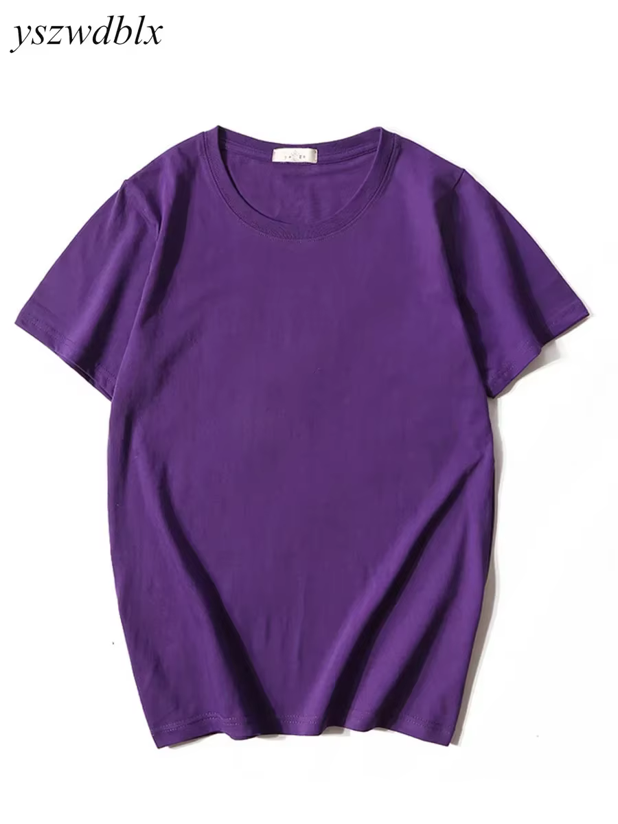 T-shirts YSZWDBLX pour femmes – Nouveauté été 2026 – Hauts décontractés à col rond en coton à manches courtes – Rouge