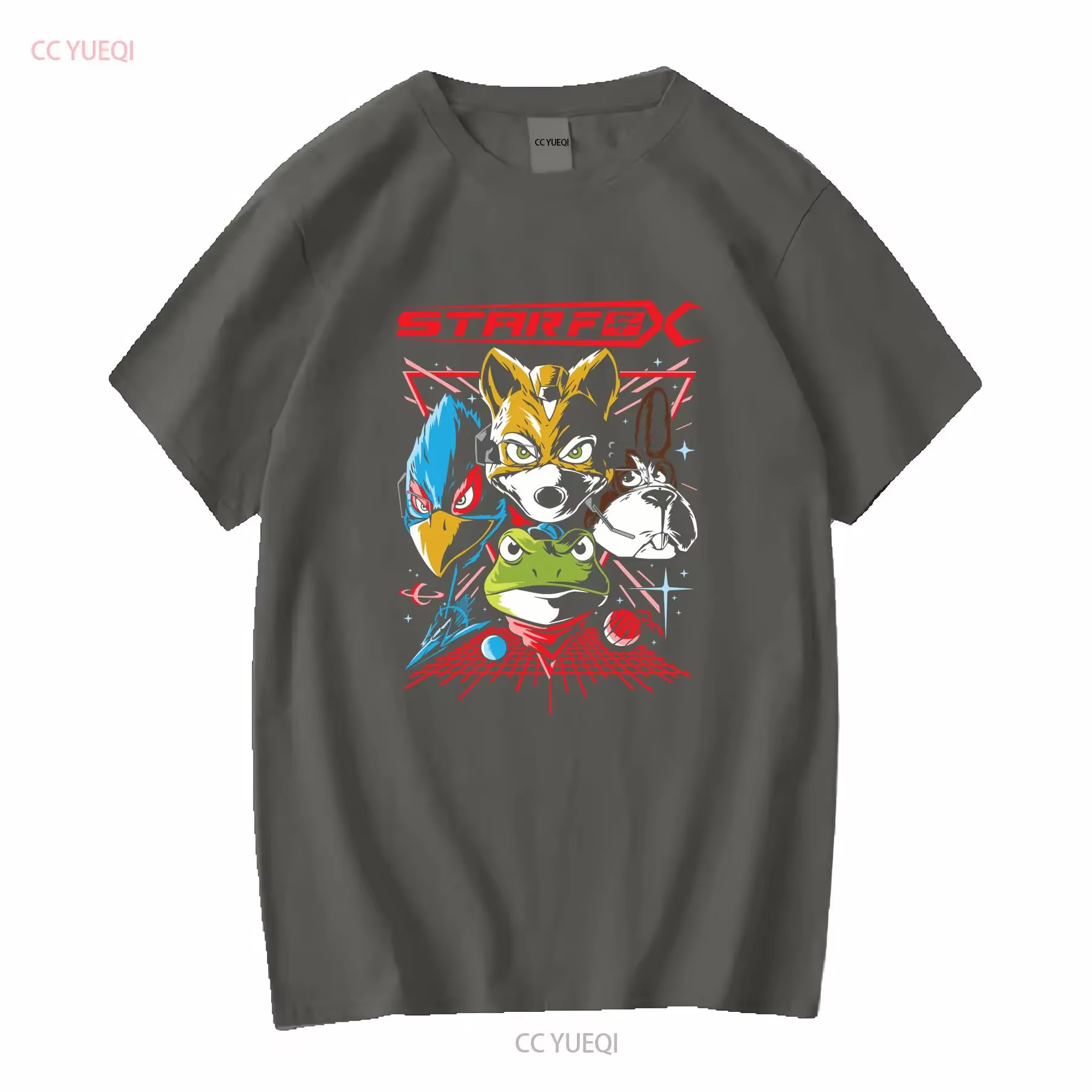 Star Fox t-shirt noir jeux vidéo S M L XL vintage délavé graphique décontracté homme étiré vêtements de créateur doux confortable