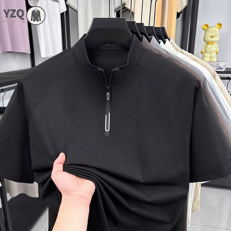 T-shirt Homme 2026 Tendance à Col Zippé – Design Minimaliste avec Fermeture Éclair – Style Décontracté pour le Quotidien et les Activités de Plein Air