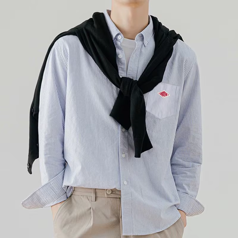 Nouveauté 2026 – Exporté au Japon – T-shirt à manches longues brodé en coton unisexe pour homme/femme – Col revers – Hauts de sweat-shirt