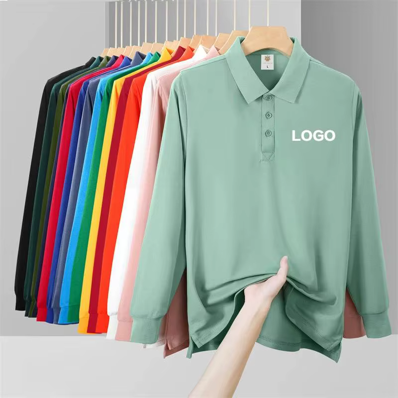 Polo Solide à Manches sulfavec Logo à Motif Personnalisé