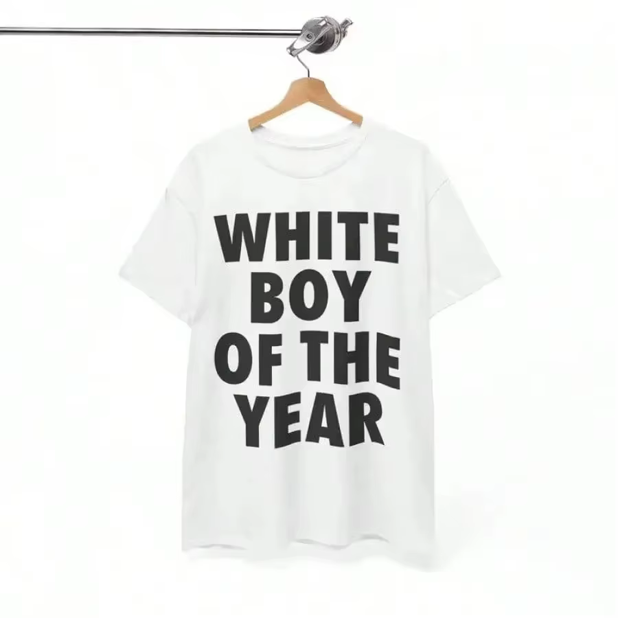 Blanc garçon de l'année t-shirts coton imprimé à manches courtes T-shirt rétro décontracté Streetwear Vintage