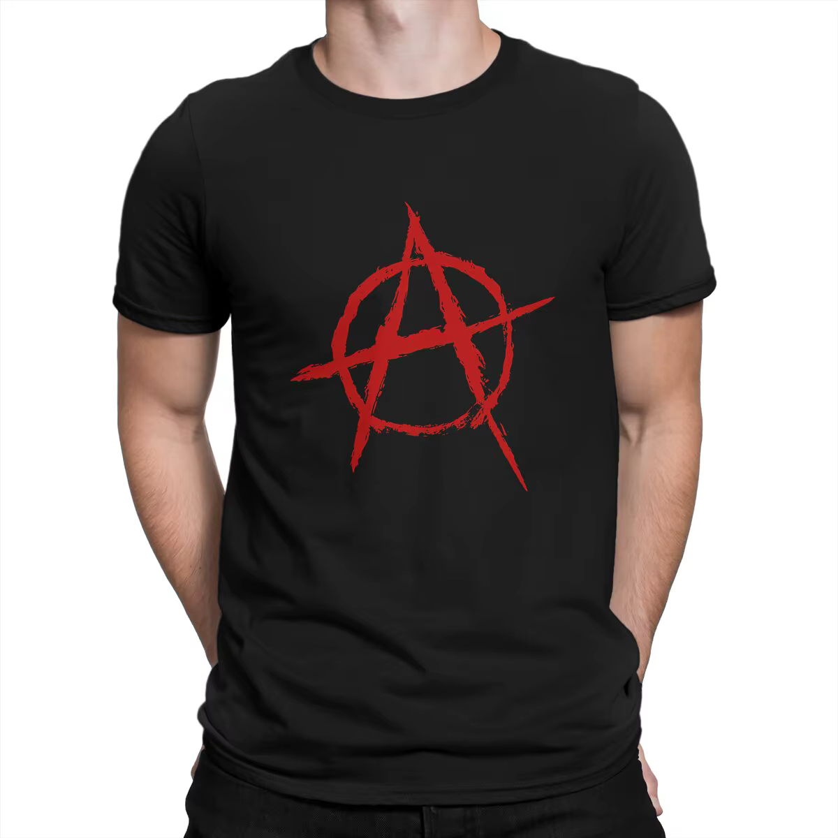 T-shirt rouge en polyester pour hommes