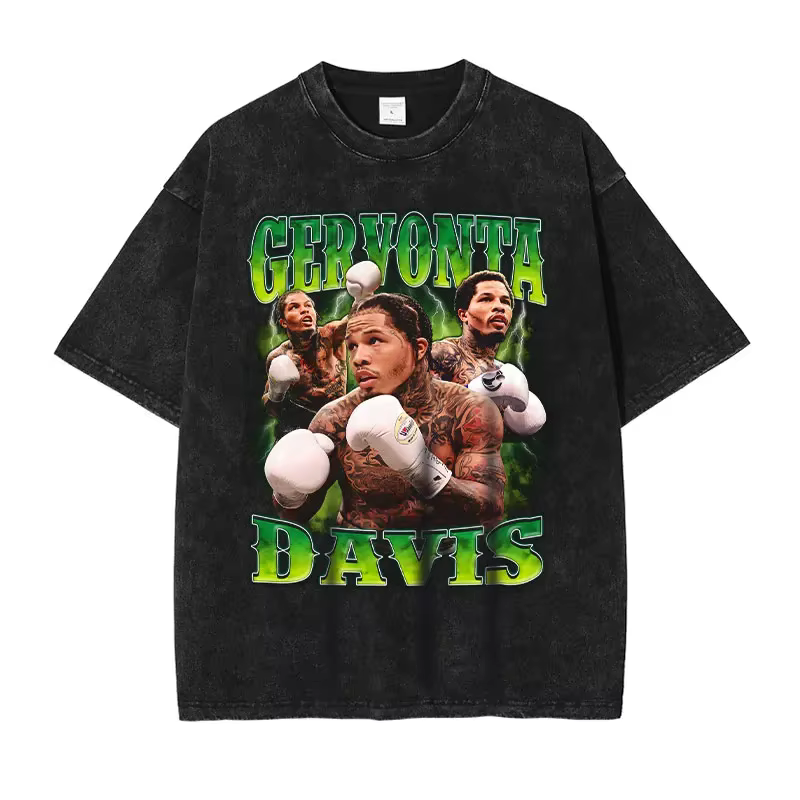 Réservoir Gervonta Davis T-shirt Champion de boxe lavé à manches courtes surdimensionné