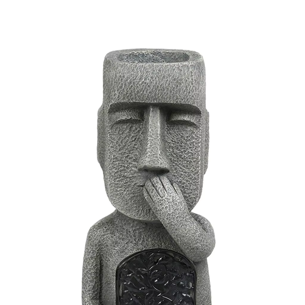 Statue d'île de Pâques en résine, sculpture de jardin Moai Monolith, 10 po
