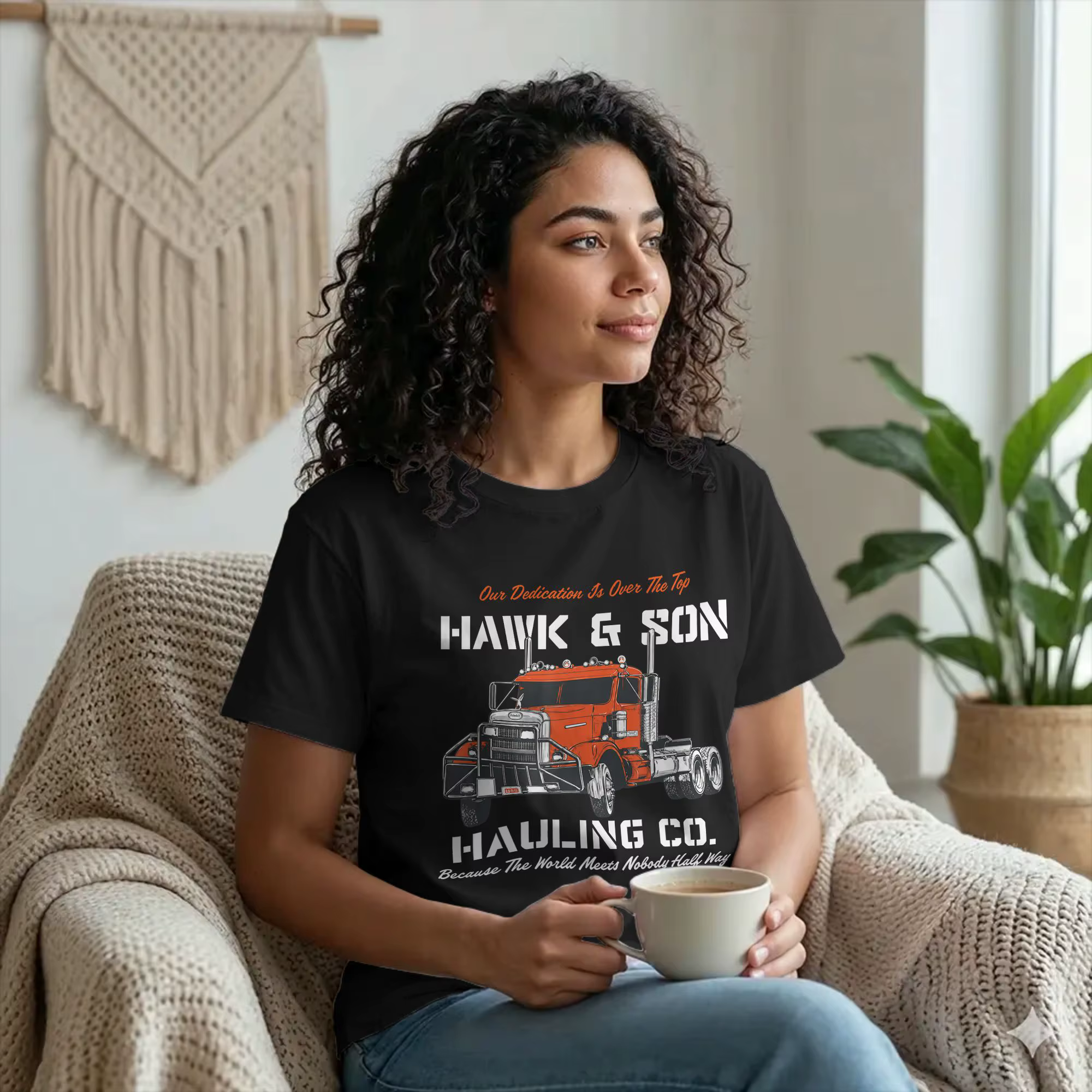 T-shirt pour homme en pur coton vintage de la marque Hawk and Son Hauling Company