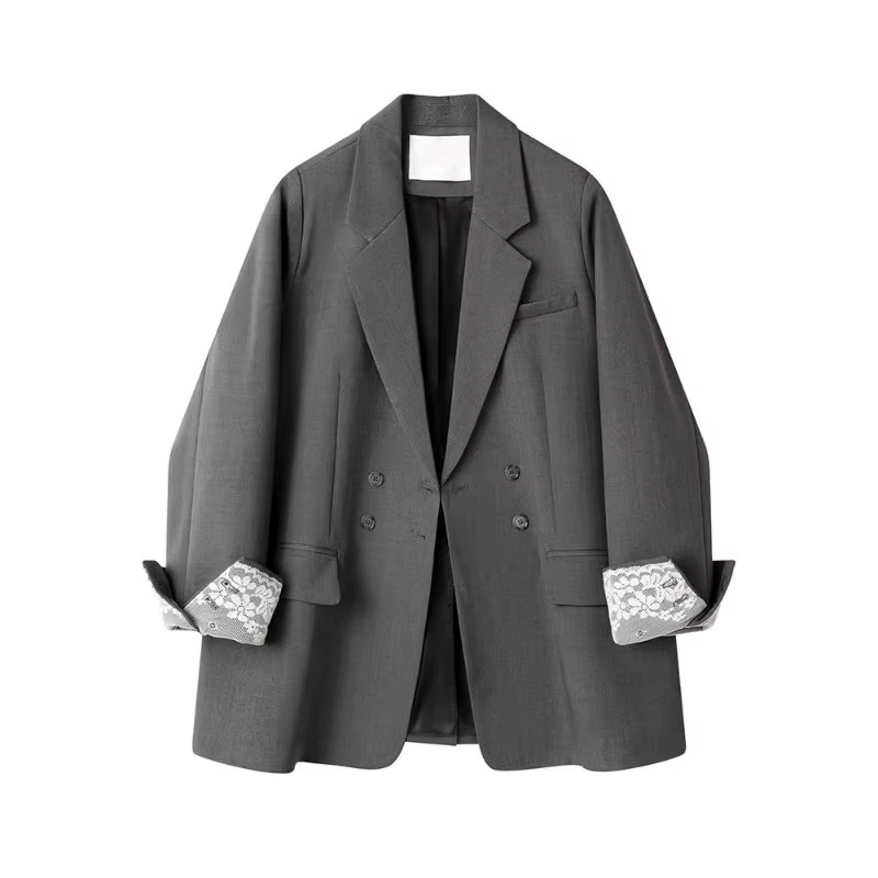 Blazer oversize pour femme avec détail de manchette en dentelle