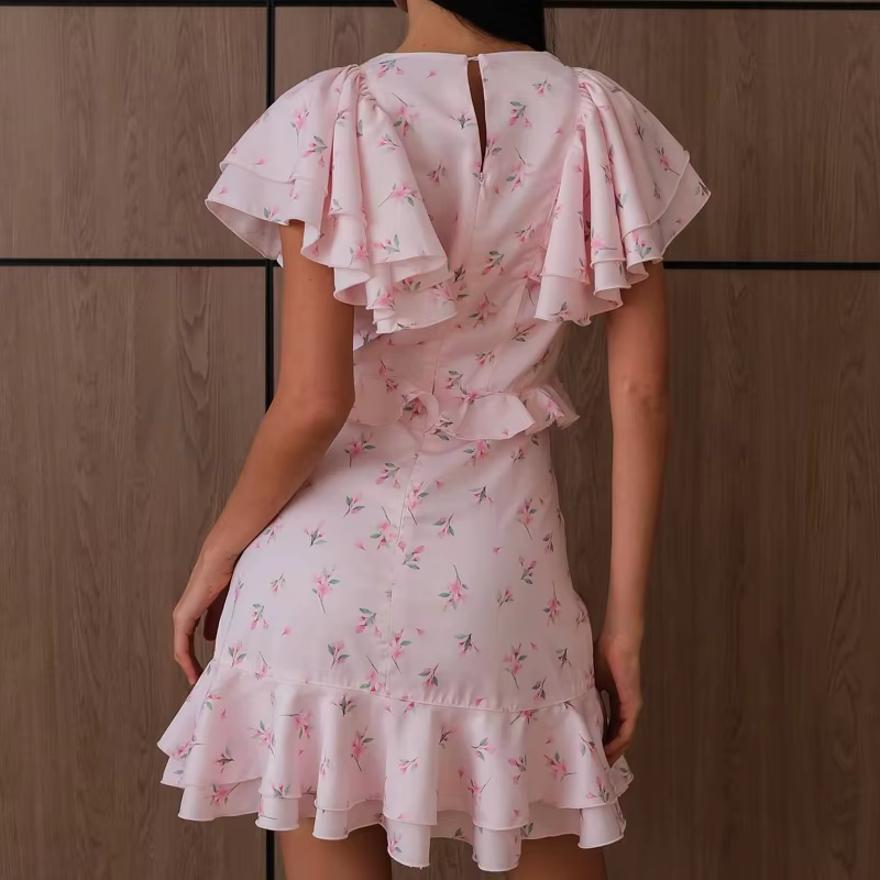 Robe d'été pour femme à manches papillon