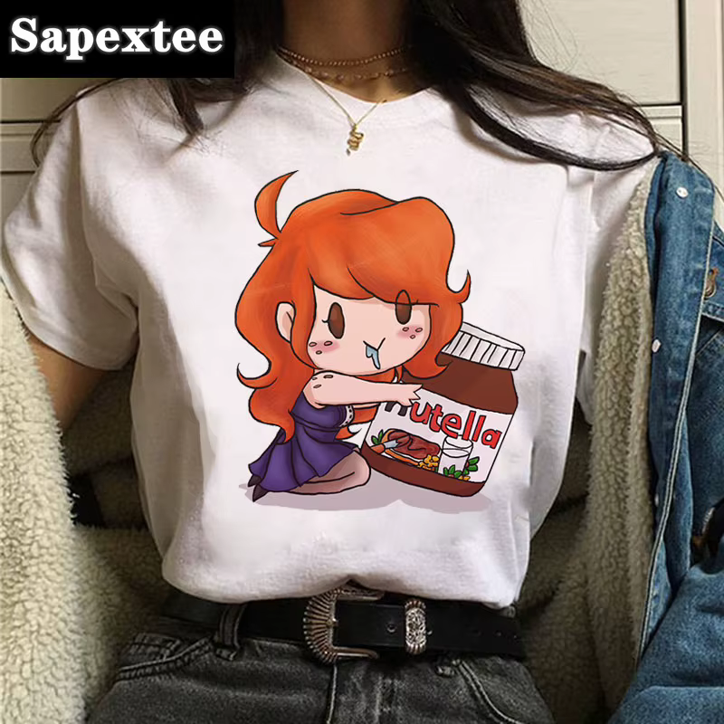 T-shirt imprimé Nutella Kawaii pour femme